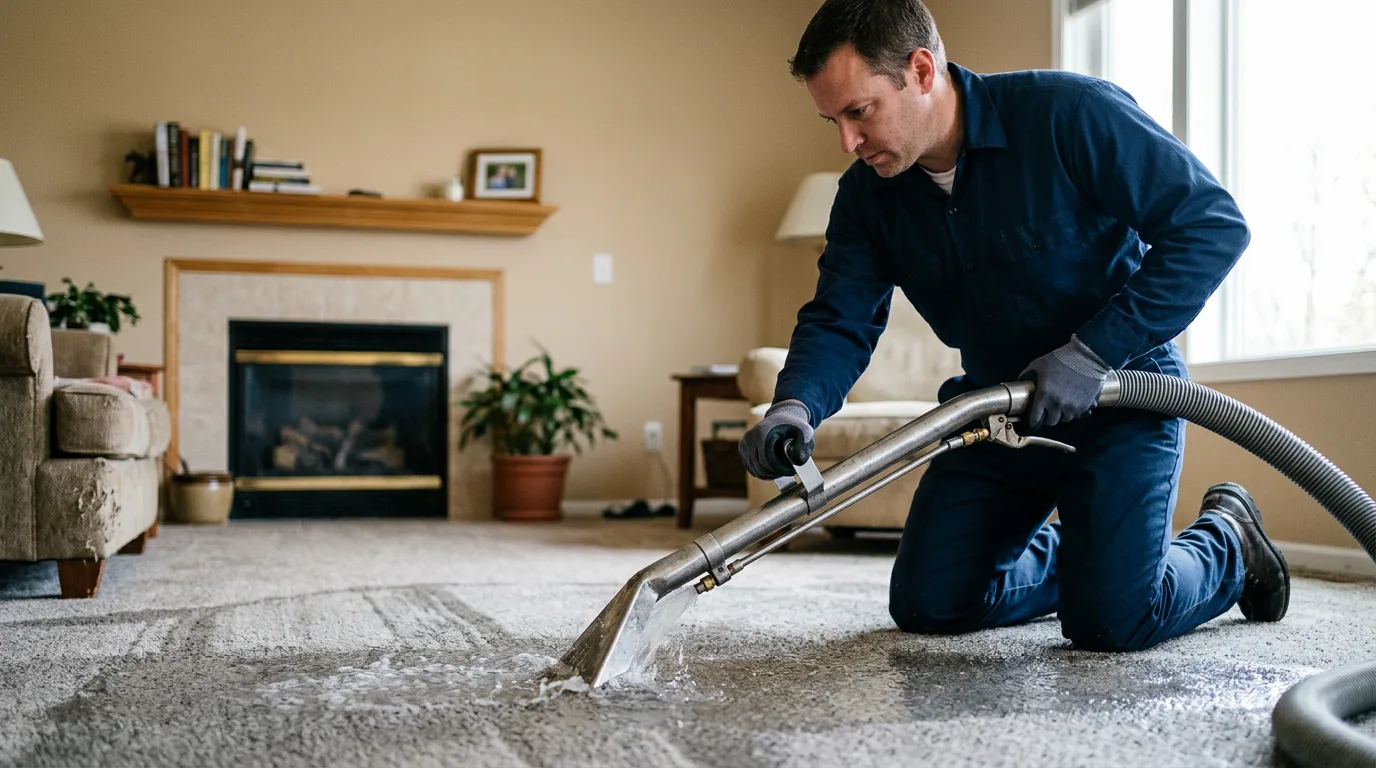 Water damage restoration technician working near Kewadin, MI